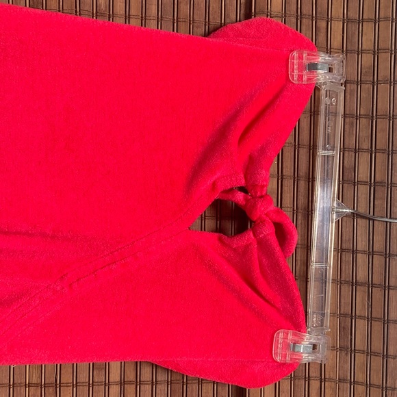 Hot pink terry towel strapless beach dress with slit - Picture 2 of 6